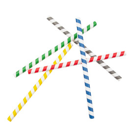 Pajita Recta Papel Surtido Granizado Ø10mm 21cm (2400 Uds)