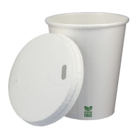 Tapa Travel con Agujero de Papel Blanca Ø8cm (50 Uds) 