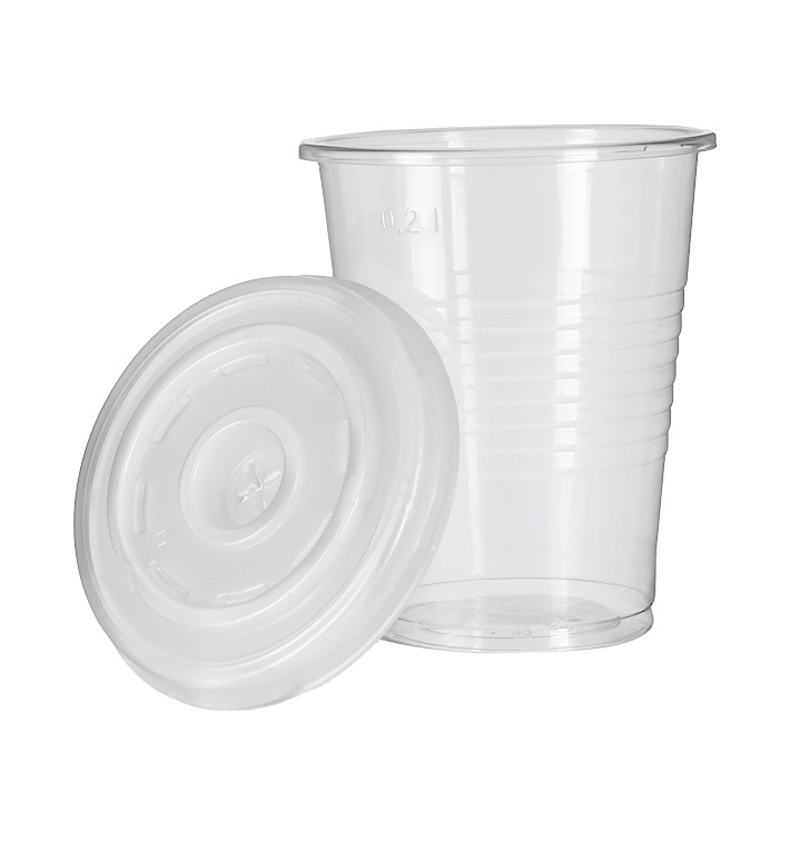 Vaso PP Transparente 240ml + Tapa Travel Cruz PS Ø7,4cm (1.000 Uds)