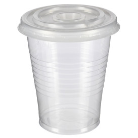 Vaso PP Transparente 240ml + Tapa Travel Cruz PS Ø7,4cm (1.000 Uds)