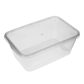 Tarrina Plástico Rectangular PP con Tapa 1.000ml (50 Uds)