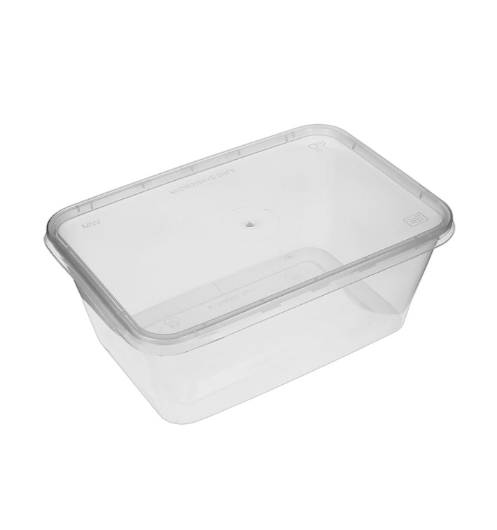 Tarrina Plástico Rectangular PP con Tapa 1.000ml (50 Uds)