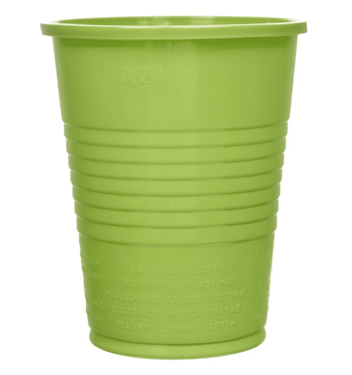 Vaso de Plástico PS Verde Lima 200ml Ø7cm (50 Uds)