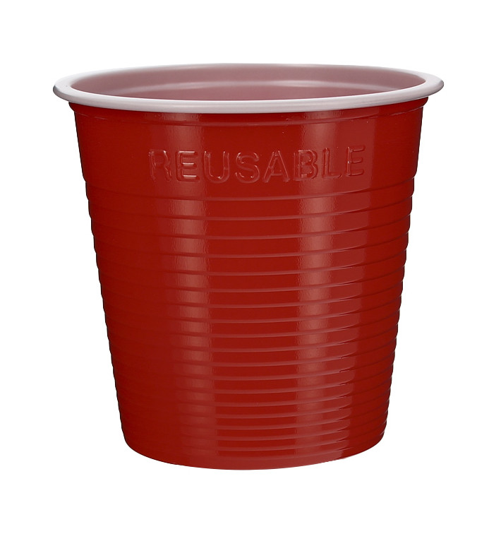 Vaso de Plástico PS Bicolor Rojo 230 ml (30 Uds)