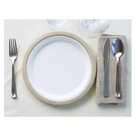 Plato de Bagazo Biodegradable Blanco Ø22,5cm (120 Uds)