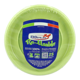 Plato Llano Reutilizable Económico PS Verde Lima Ø22cm (25 Uds)