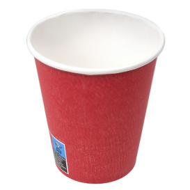 Vaso Cartón Plastic Free 9 Oz/250ml "Colores" Rojo Ø8cm (20 Uds)