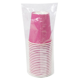 Vaso Cartón Plastic Free 9 Oz/250ml "Colores" Rosa Ø8cm (20 Uds)