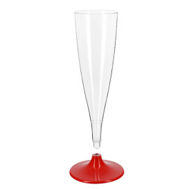 Copa Plástico Reutilizable Cava Pie Rojo 140ml 2P (6 Uds)