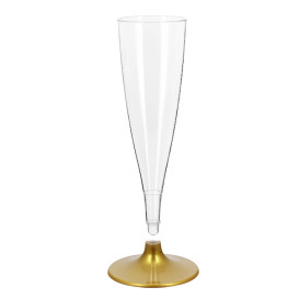 Copa Plástico Reutilizable Cava Pie Oro 140ml 2P (6 Uds)