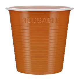 Vaso Reutilizable Económico PS Bicolor Naranja 230ml (420 Uds)