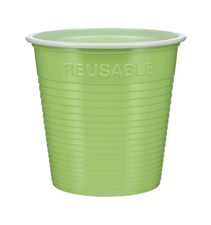 Vaso Reutilizable Económico PS Bicolor Verde Lima 230ml (420 Uds)