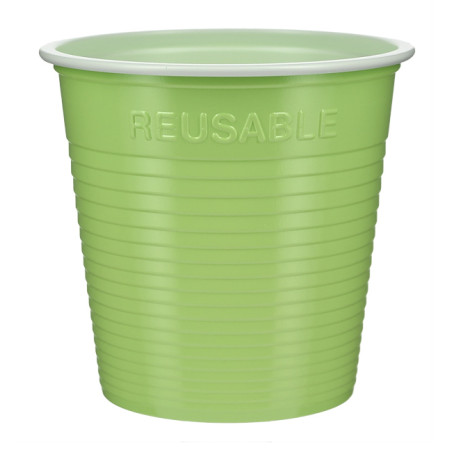 Vaso Reutilizable Económico PS Bicolor Verde Lima 230ml (30 Uds)