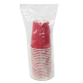 Vaso Cartón Plastic Free 9 Oz/250ml "Colores" Rojo Ø8,0cm (20 Uds)