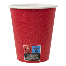 Vaso Cartón Plastic Free 9 Oz/250ml "Colores" Rojo Ø8,0cm (20 Uds)