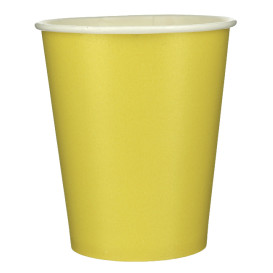 Vaso Cartón Plastic Free 9 Oz/250ml "Colores" Amarillo Ø8,0cm (20 Uds)