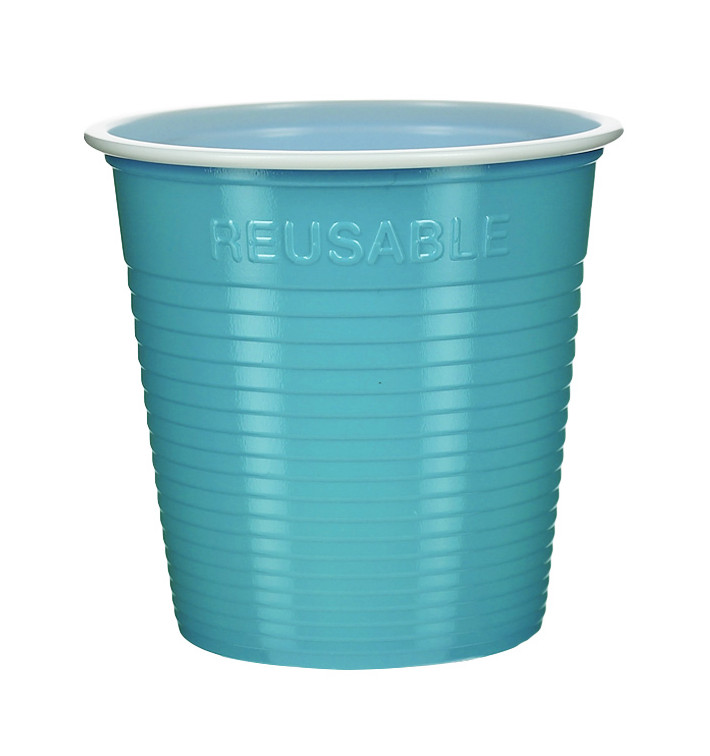 Vaso Reutilizable Económico PS Bicolor Turquesa 160ml (30 Uds)