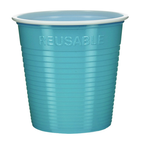 Vaso Reutilizable Económico PS Bicolor Turquesa 160ml (30 Uds)