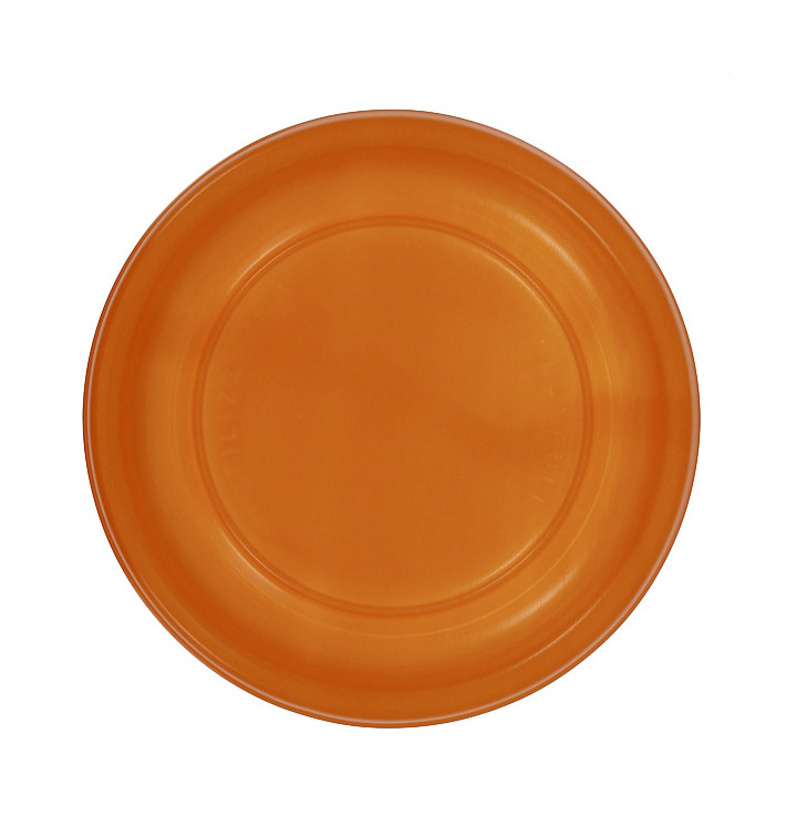 Plato Llano Reutilizable Económico PS Naranja Ø22cm (25 Uds)