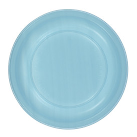 Plato Llano Reutilizable Económico PS Azul Claro Ø22cm (25 Uds)