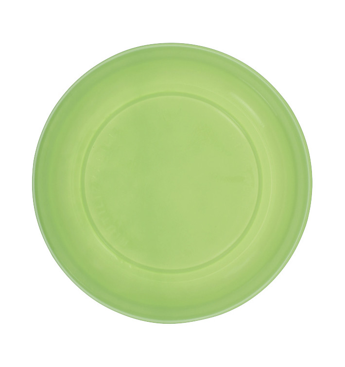 Plato Llano Reutilizable Económico PS Verde Lima Ø22cm (25 Uds)