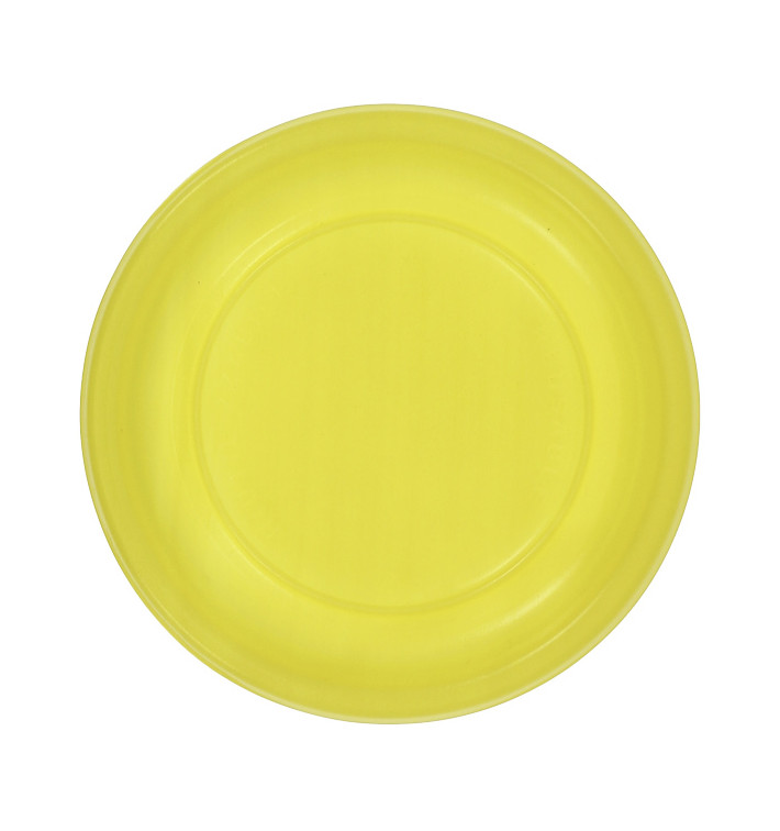 Plato Llano Reutilizable Económico PS Amarillo Ø17cm (300 Uds)