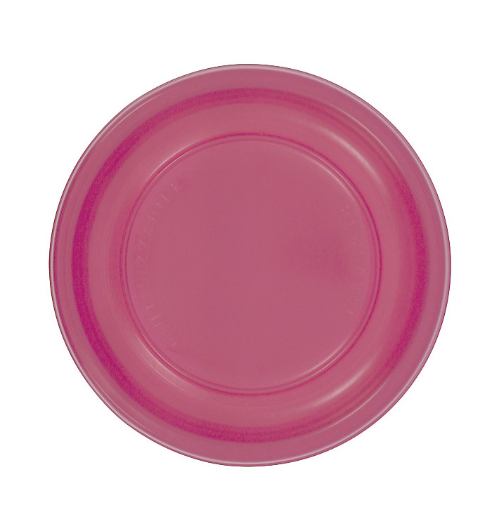 Plato Llano Reutilizable Económico PS Fucsia Ø22cm (200 Uds)