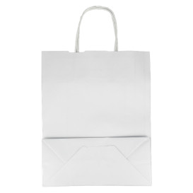 Bolsa Papel Kraft Blanca con Asas 100g/m² 25+11x31cm (200 Uds)