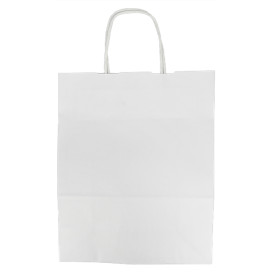 Bolsa Papel Kraft Blanca con Asas 100g/m² 25+11x31cm (200 Uds)