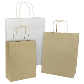 Bolsa Papel Kraft con Asas 100g/m² 25+13x33cm (25 Uds)