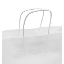 Bolsa Papel Kraft Blanca con Asas 100g/m² 27+14x26cm (200 Uds)
