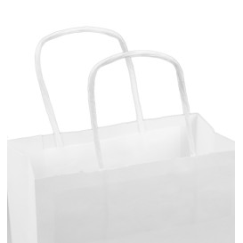 Bolsa Papel Kraft Blanca con Asas 100g/m² 18+8x24cm (25 Uds)