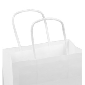 Bolsa Papel Kraft Blanca con Asas 100g/m² 18+8x24cm (25 Uds)