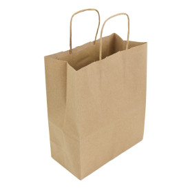 Bolsa Papel Kraft con Asas 100g/m² 22+11x27cm (25 Uds)