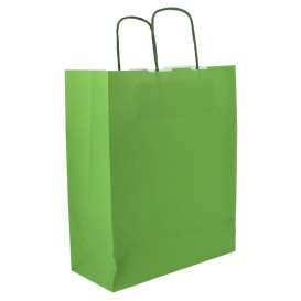 Bolsa Papel Verde con Asas 100g/m² 25+11x31cm (25 Uds)