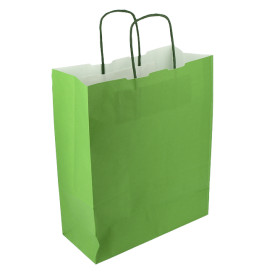 Bolsa Papel Verde con Asas 100g/m² 25+11x31cm (25 Uds)