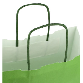 Bolsa Papel Verde con Asas 100g/m² 25+11x31cm (25 Uds)