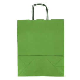 Bolsa Papel Verde con Asas 100g/m² 25+11x31cm (25 Uds)