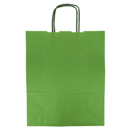 Bolsa Papel Verde con Asas 100g/m² 25+11x31cm (25 Uds)