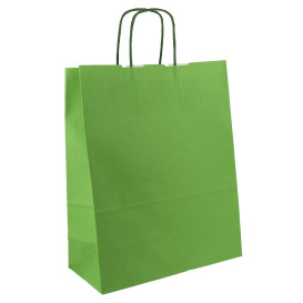 Bolsa Papel Verde con Asas 100g/m² 25+11x31cm (25 Uds)