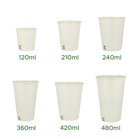 Vaso Cartón Plastic Free 12 Oz/360ml Blanco Ø8cm (1.000 Uds)
