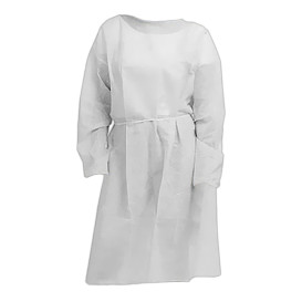 Bata TST PP Blanca Cierre Trasero con Cintas XL (10 Uds)