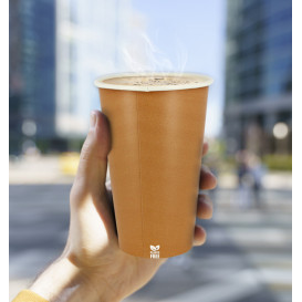 Vaso Cartón Plastic Free 14 Oz/420ml "Caramelo" Ø9cm (50 Uds)