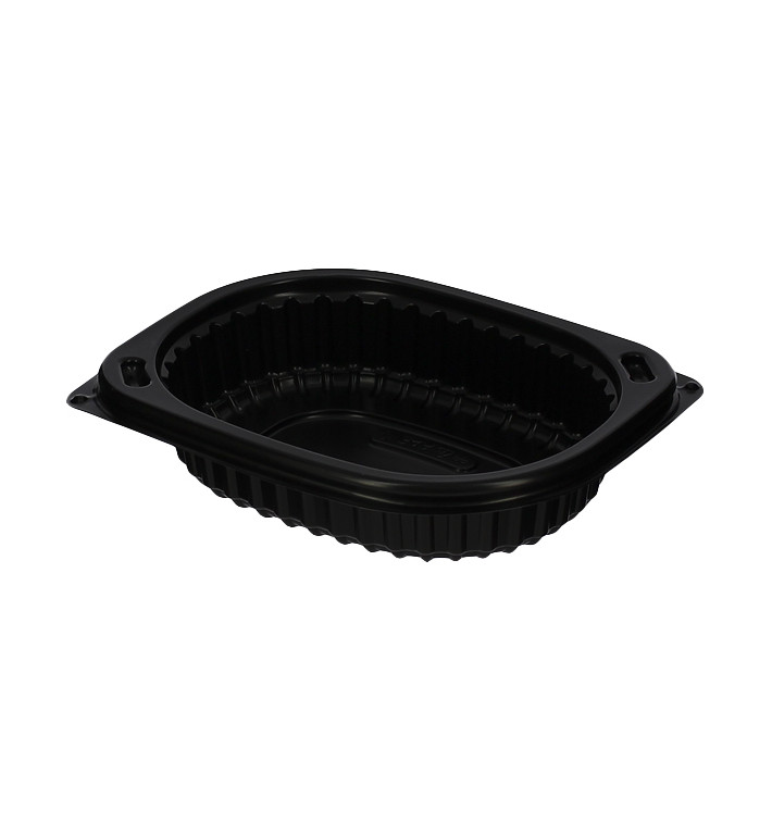 Envase Rectangular PP Negro 250ml 142x111x31mm (80 Uds)