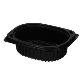 Envase Rectangular PP Negro 350ml 142x111x45mm (80 Uds)