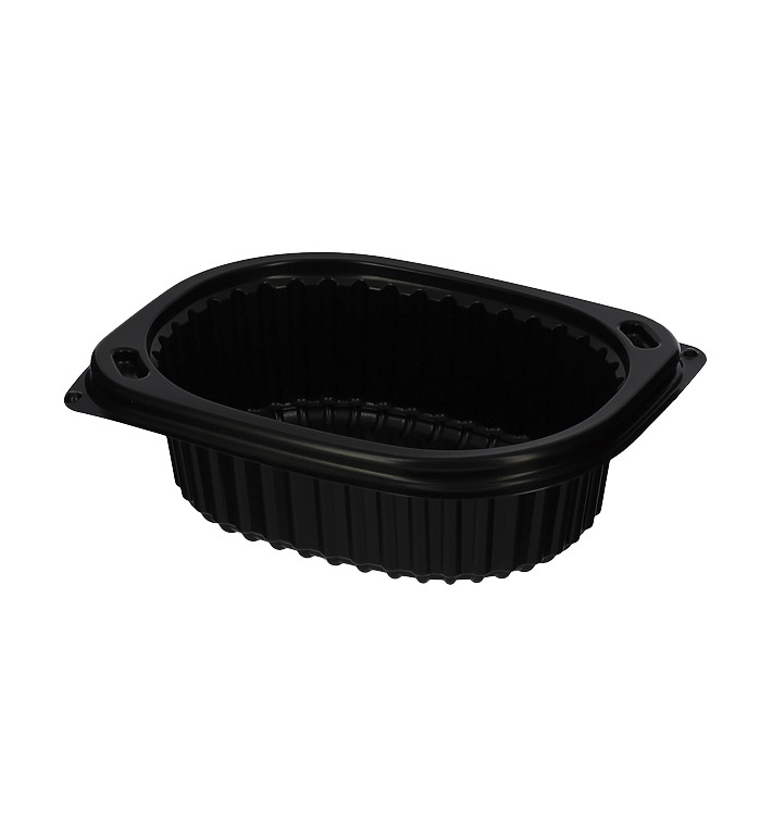 Envase Rectangular PP Negro 350ml 142x111x45mm (80 Uds)