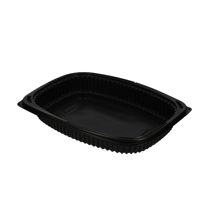 Envase Rectangular PP Negro 1050ml 255x189x45mm (40 Uds)