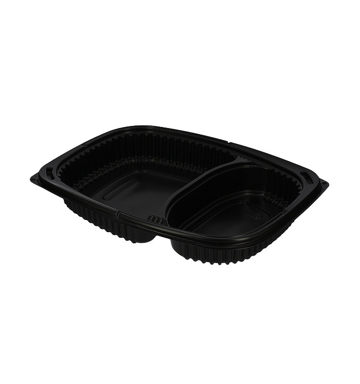 Envase Rectangular PP Negro 2C 1050ml 255x189x45mm (320 Uds)