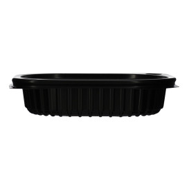 Envase Rectangular PP Negro 250ml 142x111x31mm (80 Uds)
