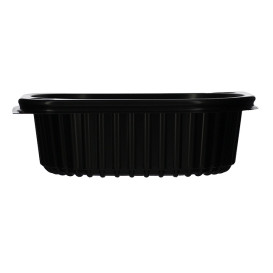 Envase Rectangular PP Negro 350ml 142x111x45mm (80 Uds)